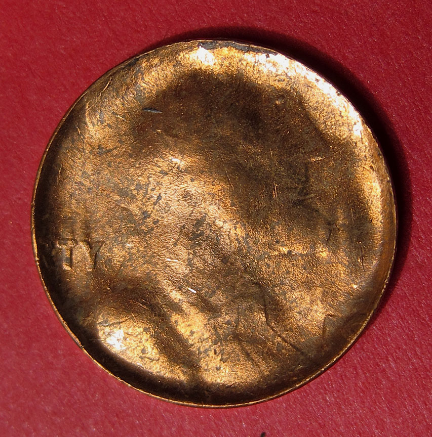1966-Lincoln-Memorial-Cent-Struck-Through-With-Full-Obverse-Counter-Clash