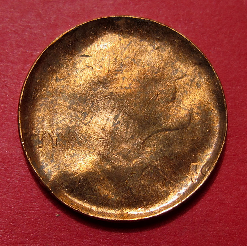 1966-Lincoln-Memorial-Cent-Struck-Through-With-Full-Obverse-Counter-Clash