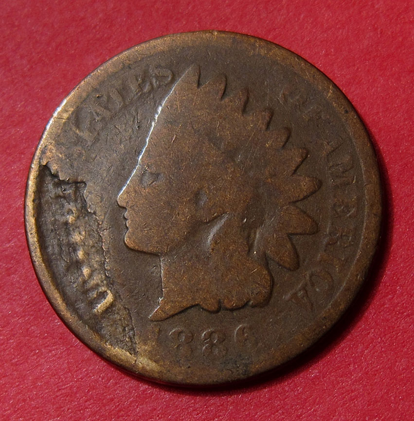 1886-Indian-Head-Cent-With-Very-Nice-Lamination-Error