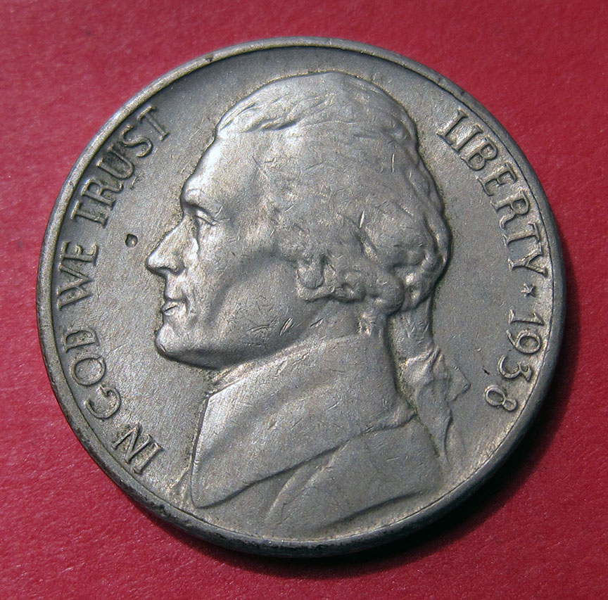 1938-Jefferson-Nickel---Pit-Looks-Like-Pin-Hole-No-Pressure-Ridge