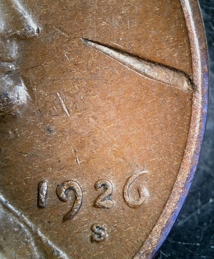 1926-S-Lincoln-Wheat-Cent-Mint-Error-Struck-Through