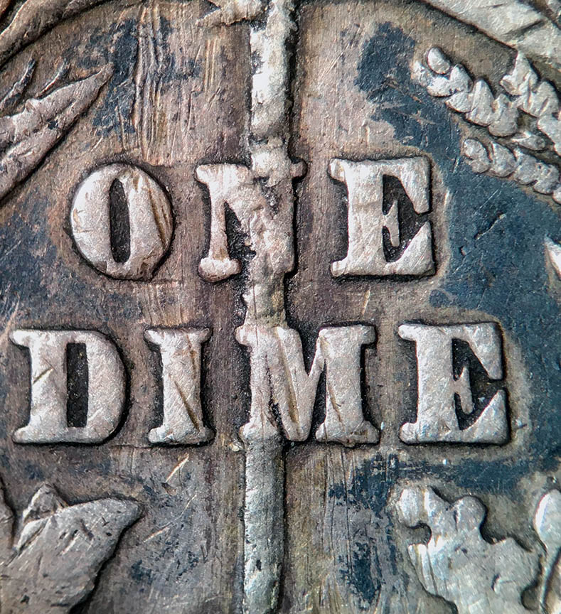 1901-Barber-Dime-Split-Die---Fake