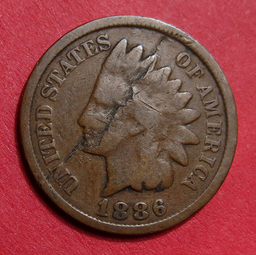1886-Indian-Head-Cent---Rim-To-Rim-Lamination-Crack