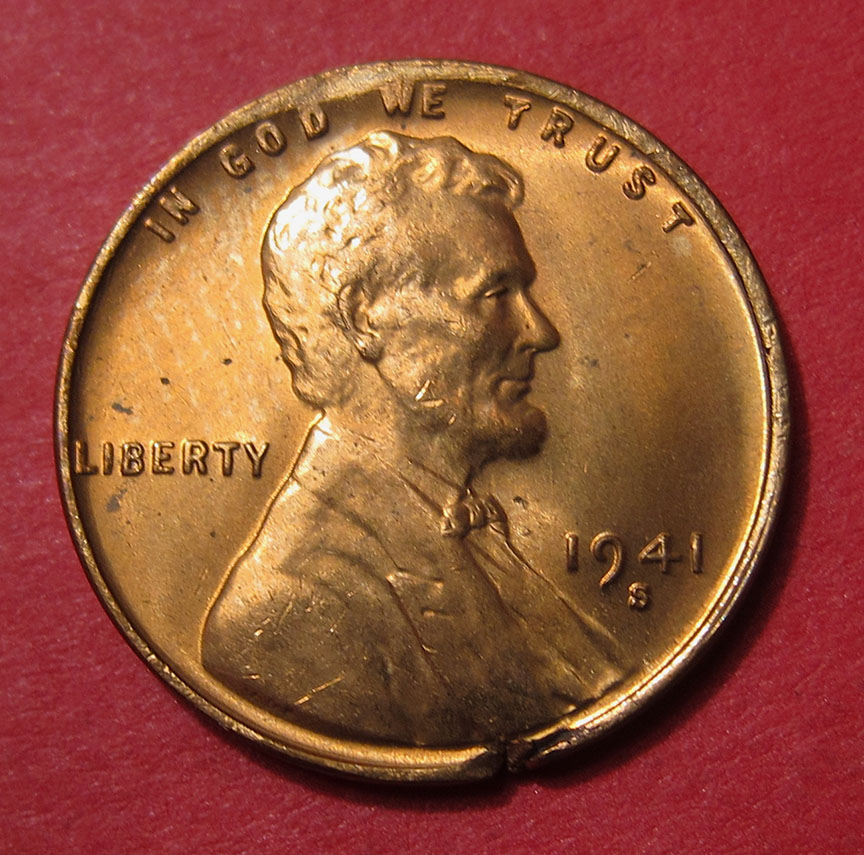 1941-S-Lincoln-Wheat-Cent-Mint-Error---Incomplete-Planchet-Ragged-Clip