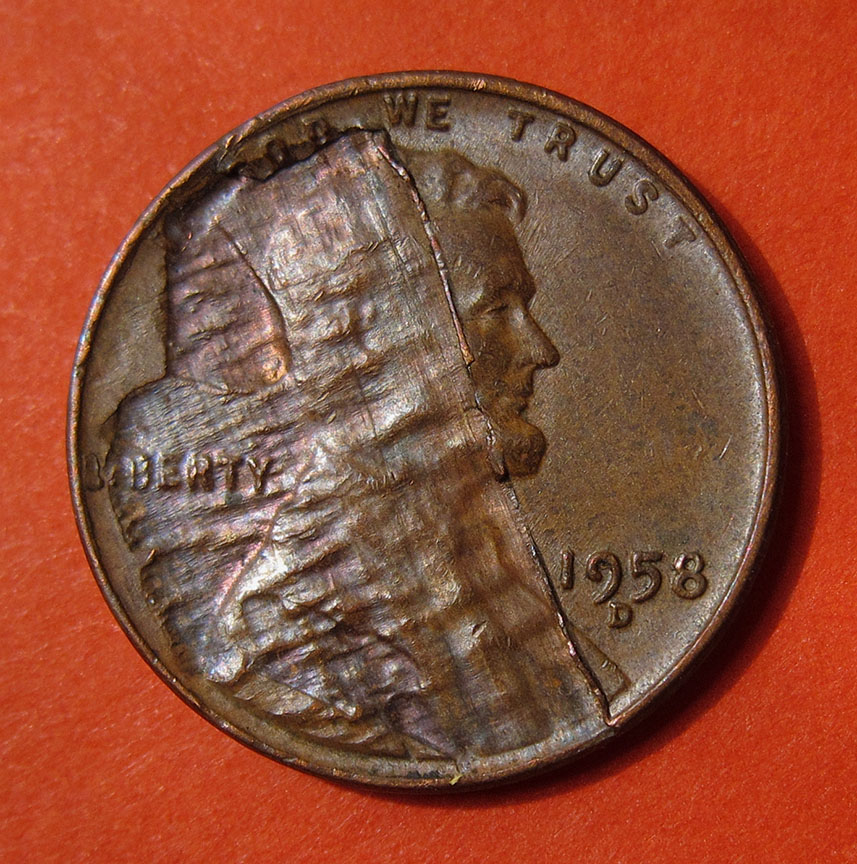 1958-D-Lincoln-Wheat-Cent-Mint-Error---Large-Delamination