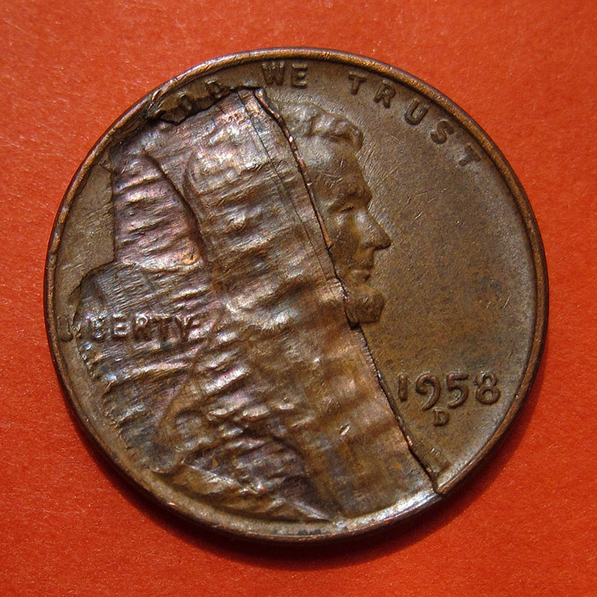 1958-D-Lincoln-Wheat-Cent-Mint-Error---Large-Delamination