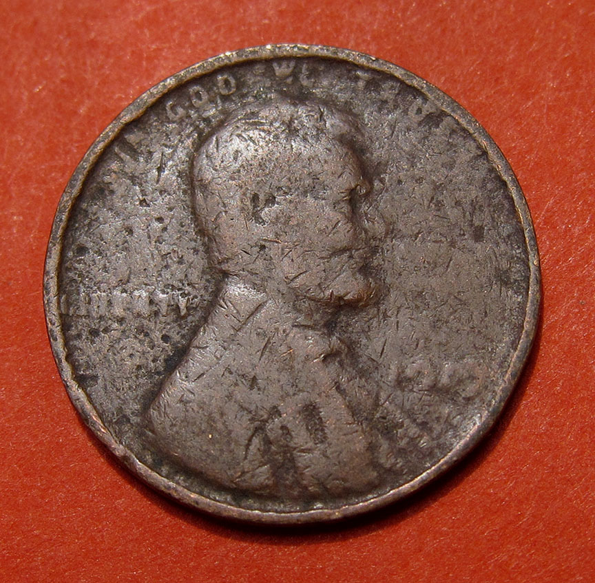 1919?-Lincoln-Wheat-Cent-Damaged---Odd-Unfortunate-Coin