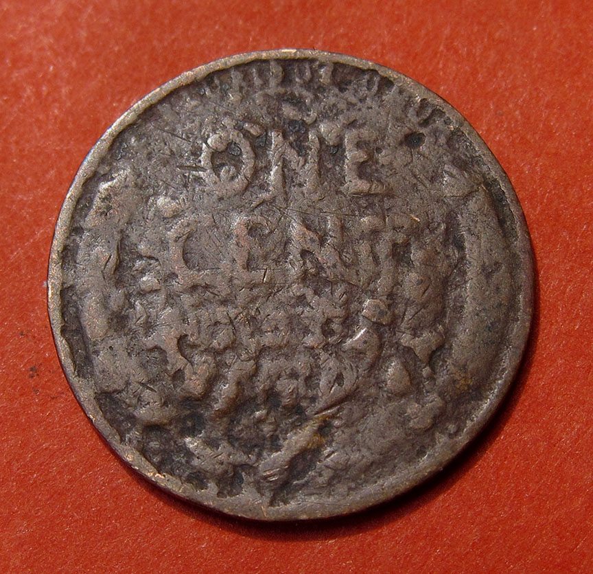 1919?-Lincoln-Wheat-Cent-Damaged---Odd-Unfortunate-Coin