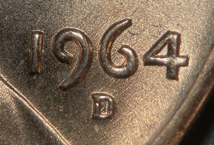 1964-D-Lincoln-Memorial-Cent-Doubled-DieS---4-Unknown-In-One-Roll