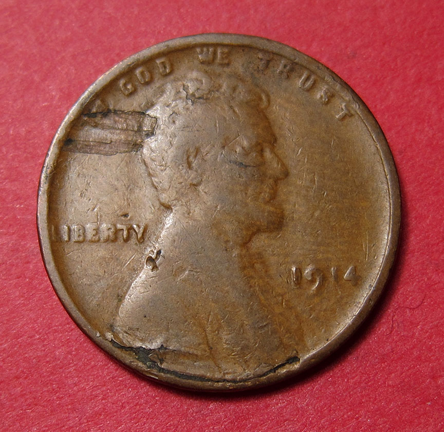 1914-Lincoln-Wheat-Cent-Mint-Error---Mild-Lamination-Both-Sides