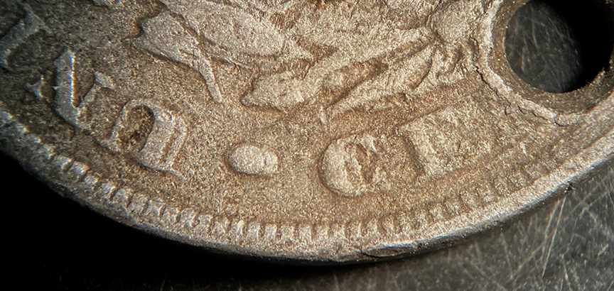 1899-Liberty-Nickel---Lead-Counterfeit-W/Drill,-Counterstamp-And-Big-DDR