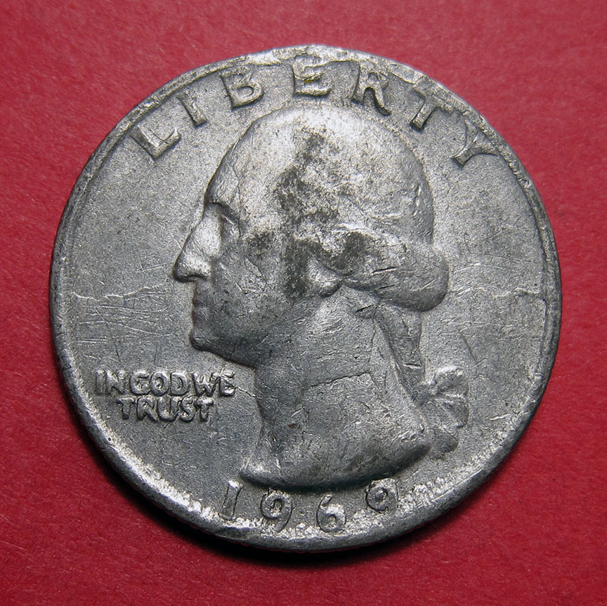1969-Washington-Quarter---Counterfeit-Struck-On-Shattered-Die