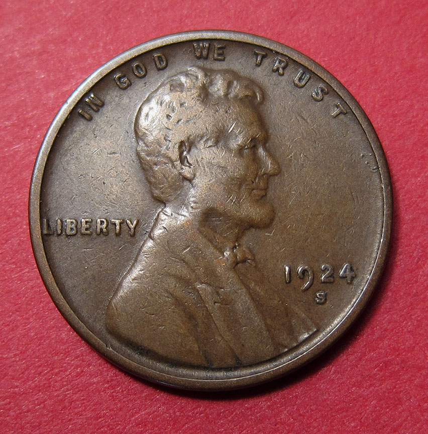 1924-S-Lincoln-Wheat-Cent-Mint-Error---Die-Subsidence-