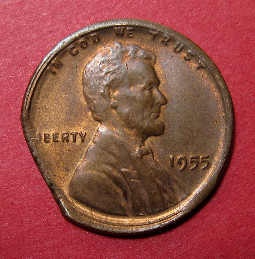 1955-Lincoln-Wheat-Cent-Mint-Error---Ragged-Clip-Plus-Partial-Collar