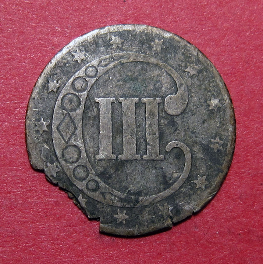 1853-Silver-Three-Cent-Piece-Mint-Error?---Possible-Ragged-ClipS