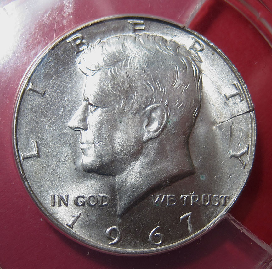 1967-Kennedy-Half-Dollar-Mint-Error---Clamshell-Lamination