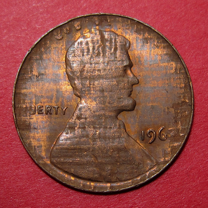 1966-Lincoln-Memorial-Cent-Mint-Error---Struck-On-Split-Planchet
