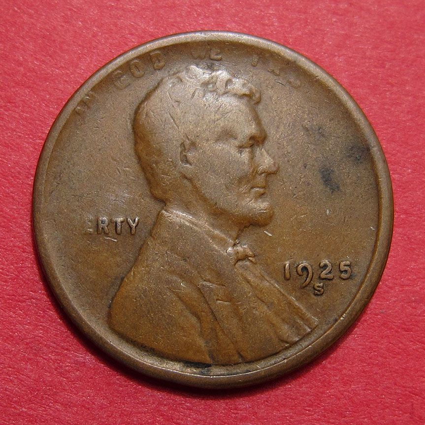 1925-S-Lincoln-Wheat-Cent-Mint-Error---Struck-On-Thin-Rolled-Planchet-2.54g
