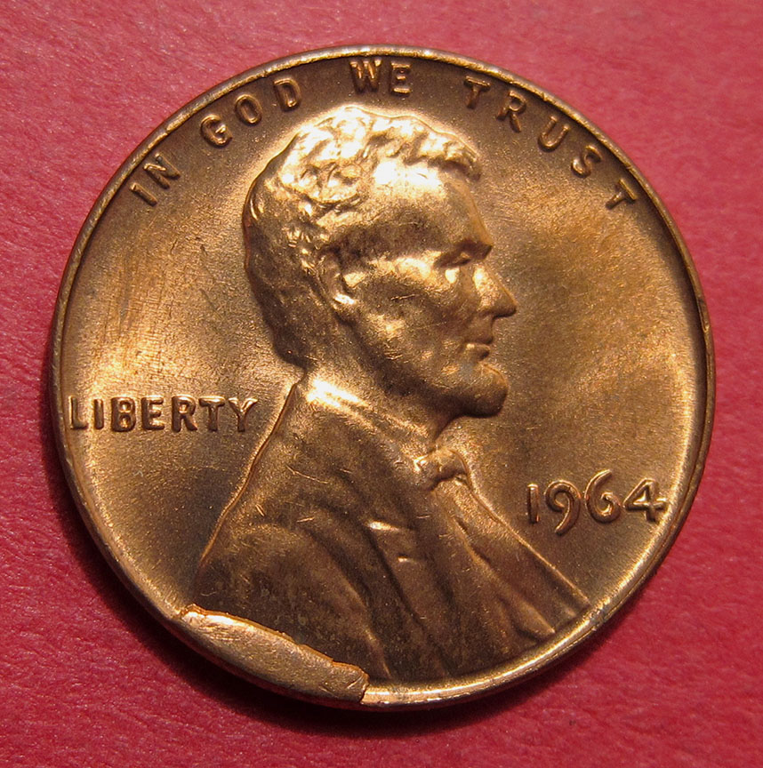 1964-Lincoln-Memorial-Cent-Mint-Error---Cud