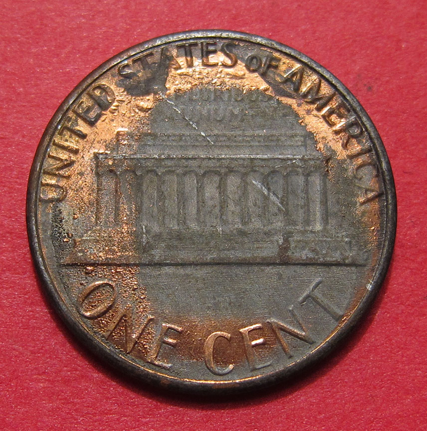1982-Ld-Zn-Lincoln-Memorial-Cent-Mint-Error?---Plating-Failure