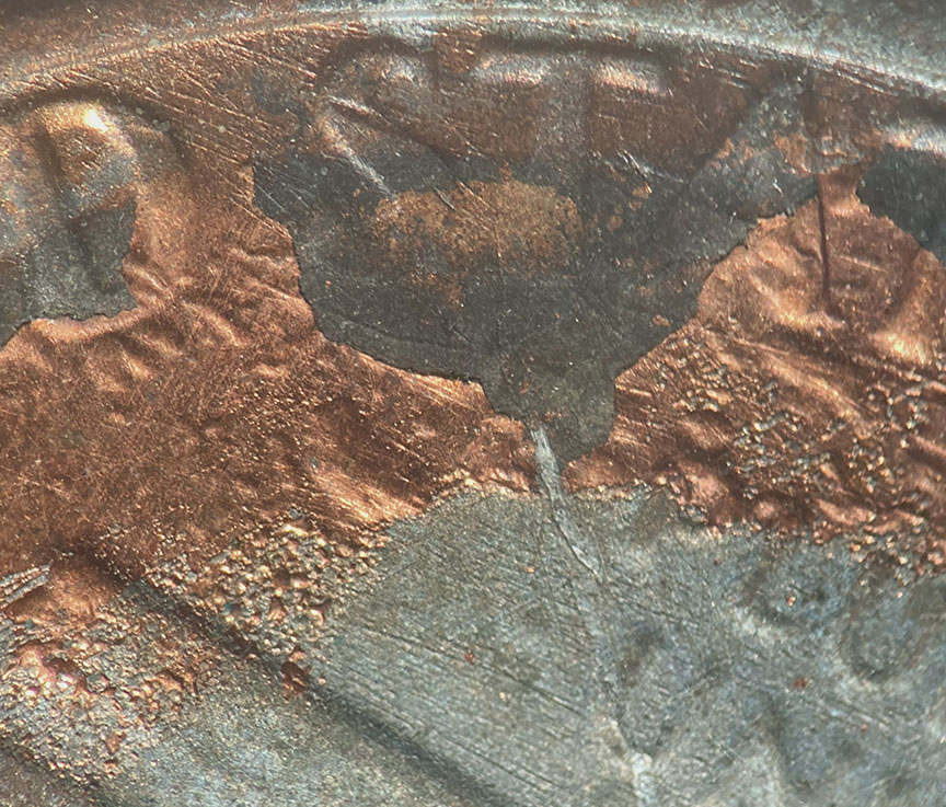 1982-Ld-Zn-Lincoln-Memorial-Cent-Mint-Error?---Plating-Failure