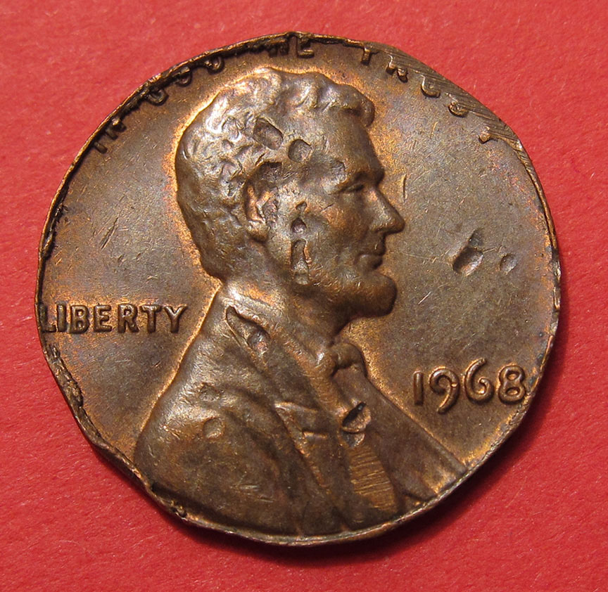 1968-Lincoln-Memorial-Cent-Damage---Fun-With-Belt-Sander