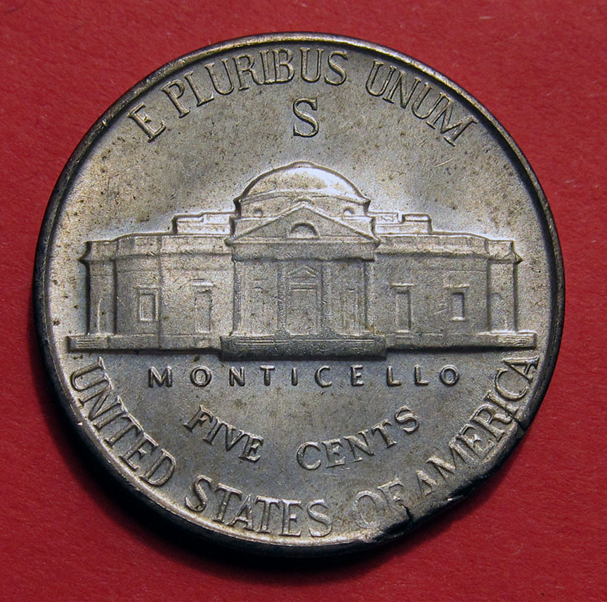 1943-S-Jefferson-Nickel-Mint-Error---Ragged-Clip