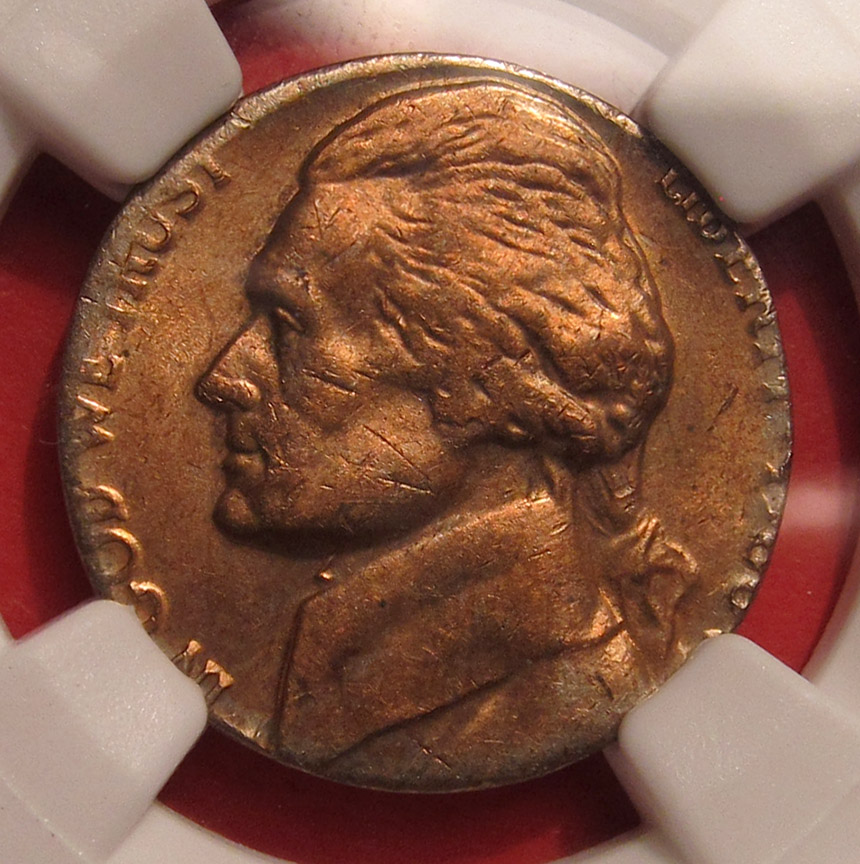1980-Jefferson-Nickel-Mint-Error---Struck-On-1c-Blank