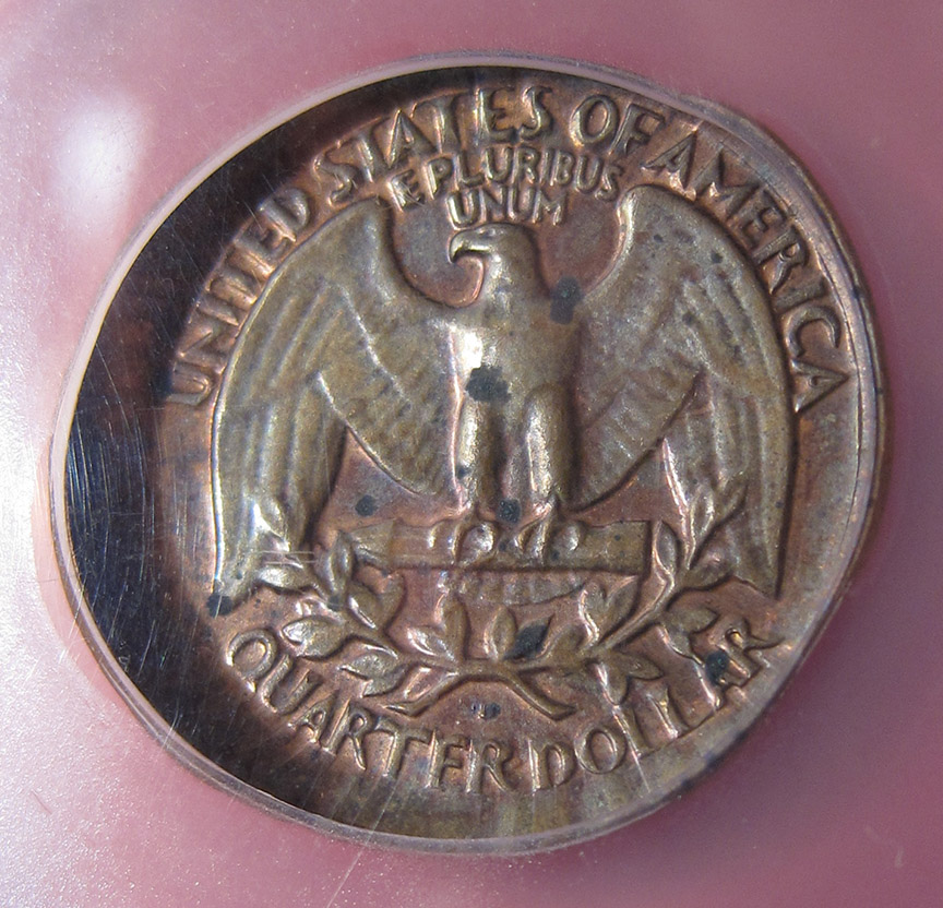 No-Date-Denver-Washington-Quarter-Mint-Error---Capped-Die-Struck-On-Cent-Planchet---Help!