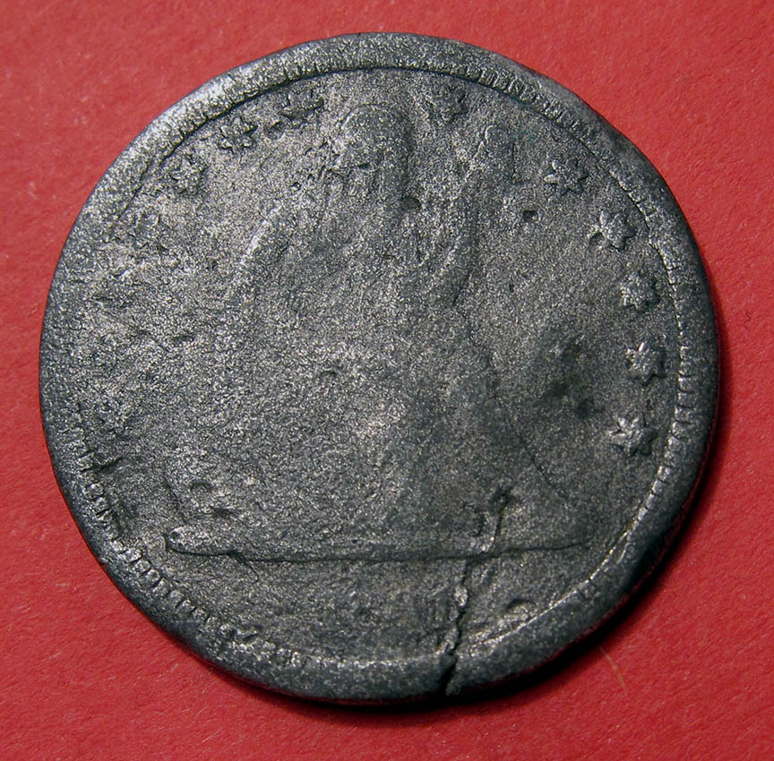 1891-Seated-Liberty-Quarter-Counterfeit---Cracked