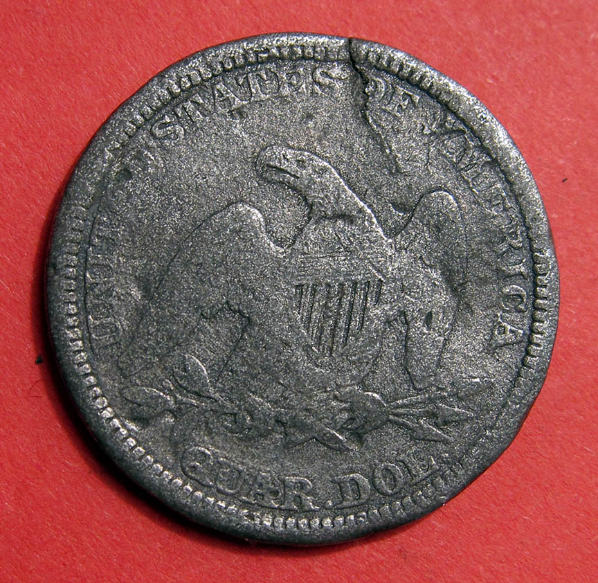 1891-Seated-Liberty-Quarter-Counterfeit---Cracked