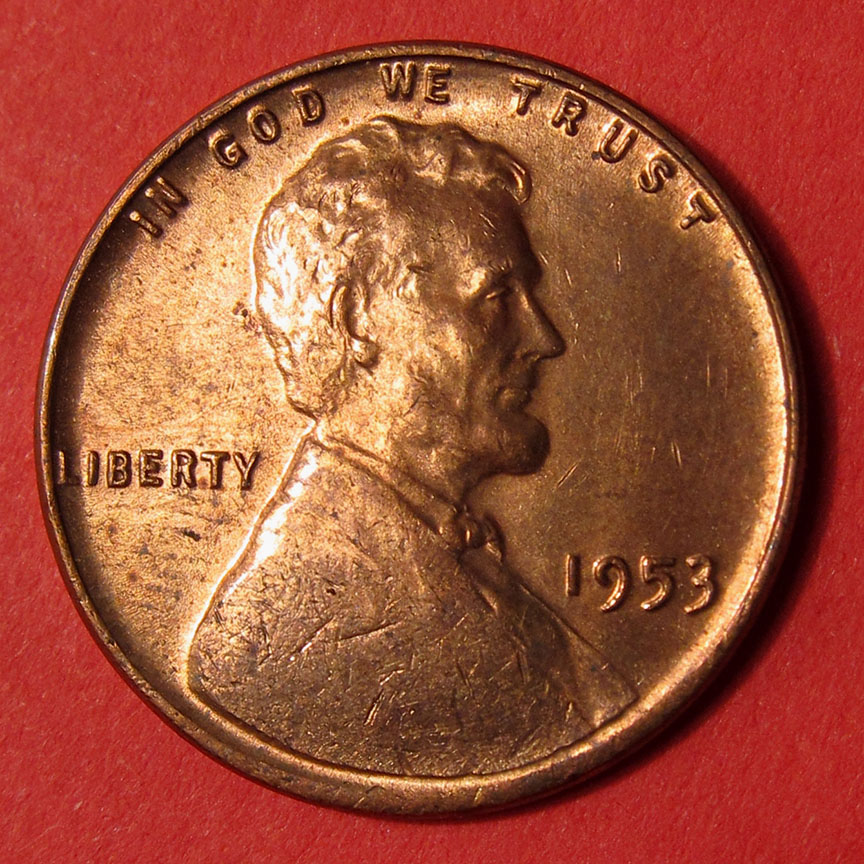 1953-Lincoln-Wheat-Cent-Mint-Error---Tapered-Planchet-2.7g