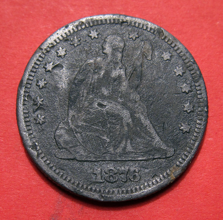 1876-Seated-Liberty-Quarter-Counterfeit---Cast-4.69g
