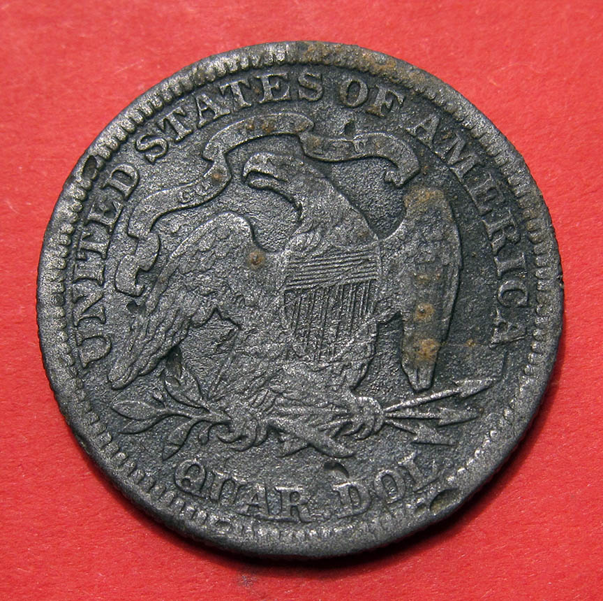 1876-Seated-Liberty-Quarter-Counterfeit---Cast-4.69g