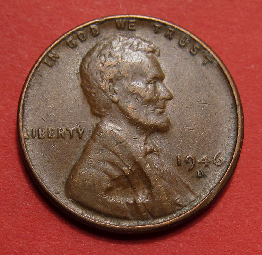 1946-D-Lincoln-Wheat-Cent-Mint-Error---Struck-Through