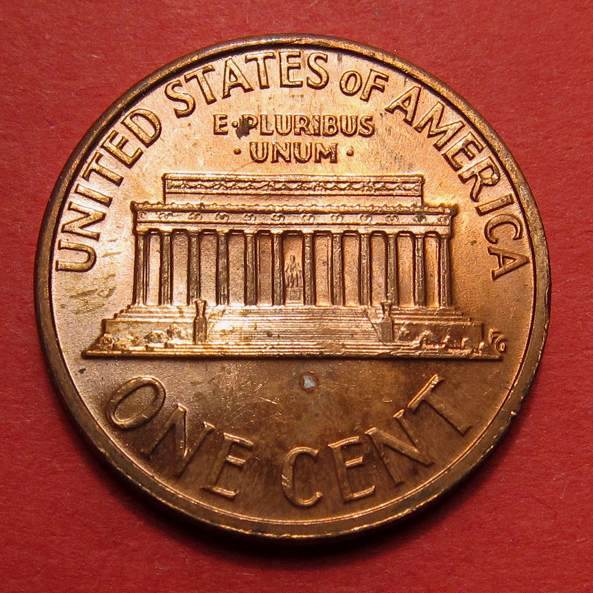 1974-D-Lincoln-Memorial-Cent-Mint-Error---Struck-Through-Die-Cap-4-Coin-Progression