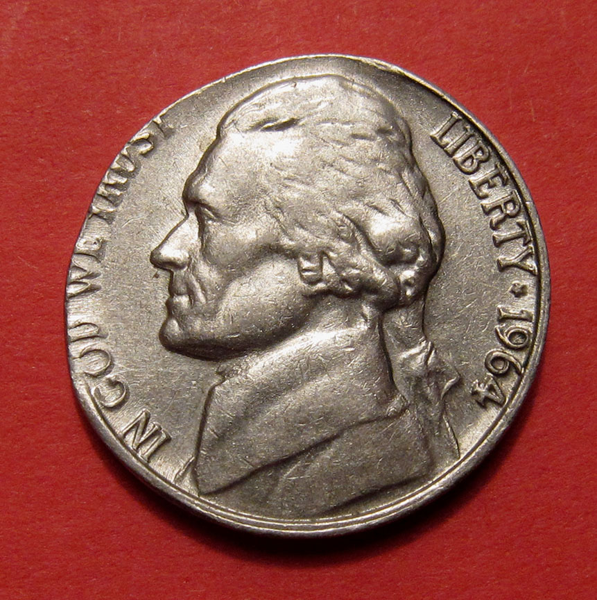 1964-D-Jefferson-Nickel-Mint-Error---Elliptical-Clip-4.39g