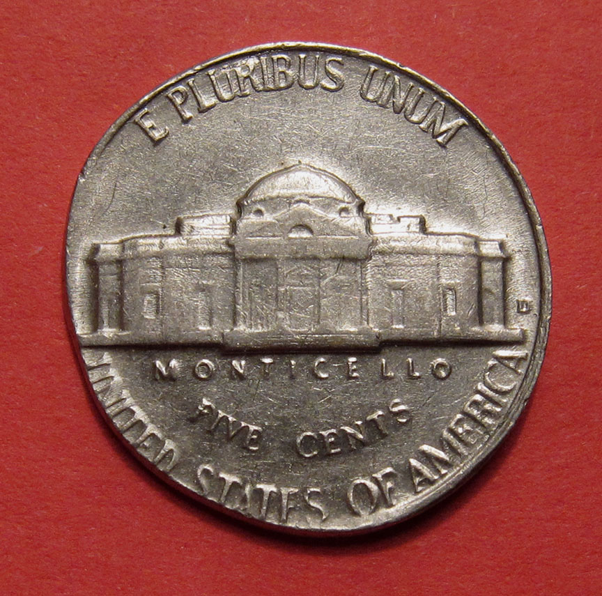 1964-D-Jefferson-Nickel-Mint-Error---Elliptical-Clip-4.39g