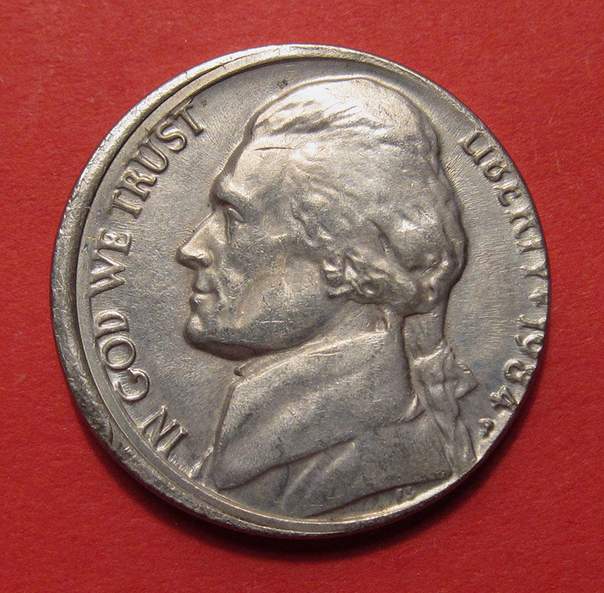 1984-P-Jefferson-Nickel-Mint-Error---Mis-Aligned-Die-Mad
