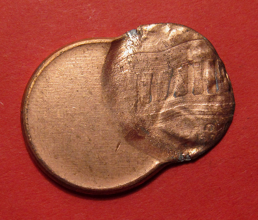 No-Date-Lincoln-Memorial-Cent-Mint-Error---Off-Center-Clashed-Capped-Die