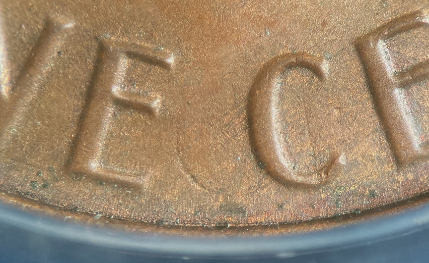 No-Date-Lincoln-Memorial-Cent-Mint-Error---Split-Planchet-0.78g