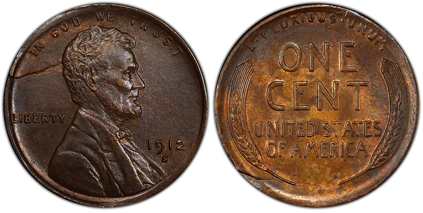 1912-S-Lincoln-Wheat-Cent-Mint-Error---Cracked-Planchet---MS