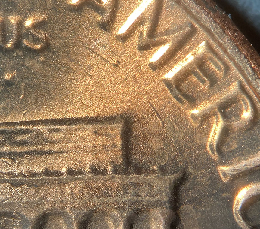 1983-Lincoln-Memorial-Cent-Mint-Error---Marjor-Uniface-Die-Dents
