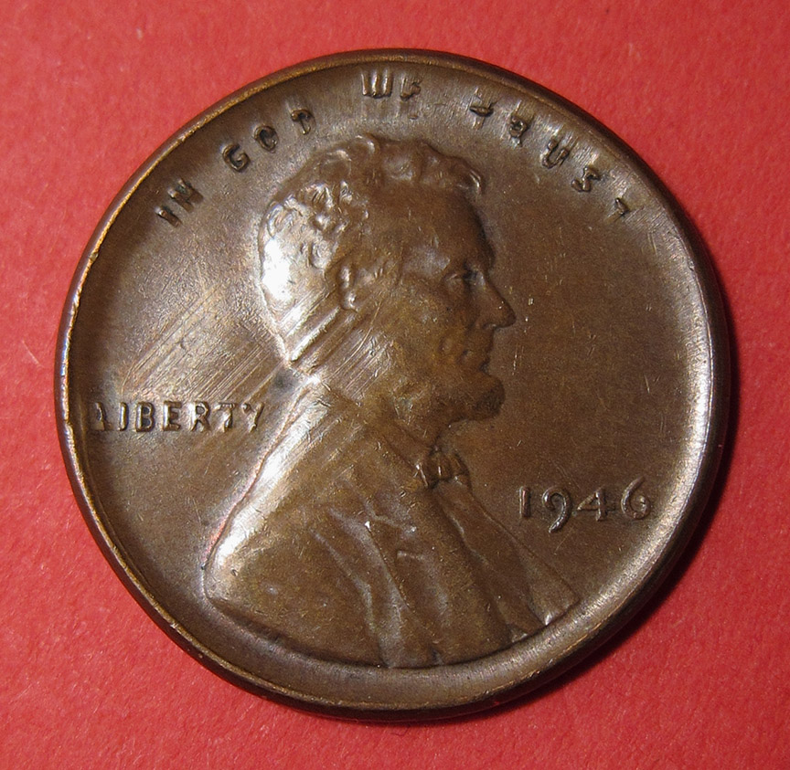 1946-Lincoln-Wheat-Cent-Mint-Error---Broadstruck-And/Or-Partial-Collar