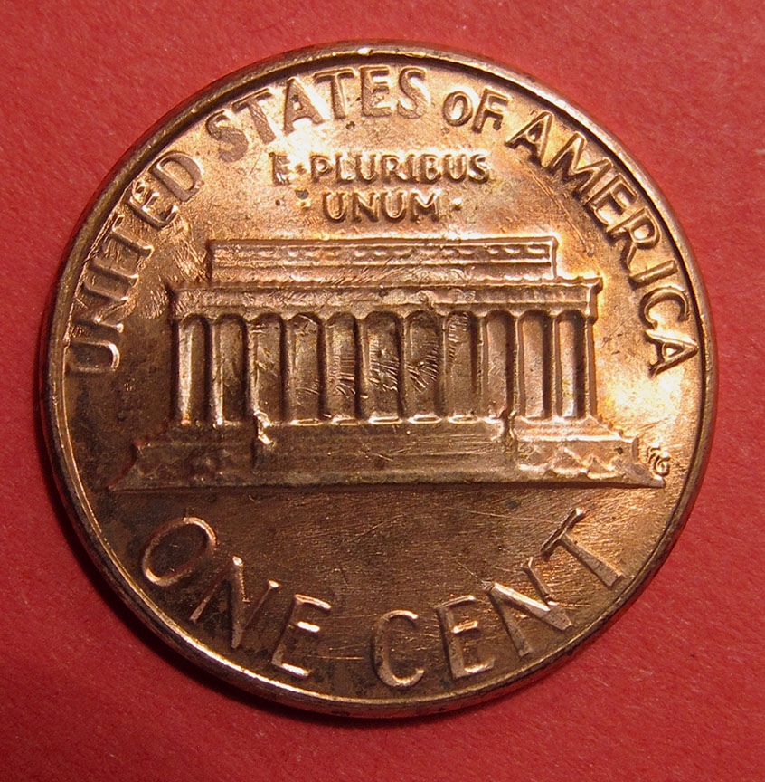 1983-Lincoln-Memorial-Cent-Mint-Error---Marjor-Uniface-Die-Dents