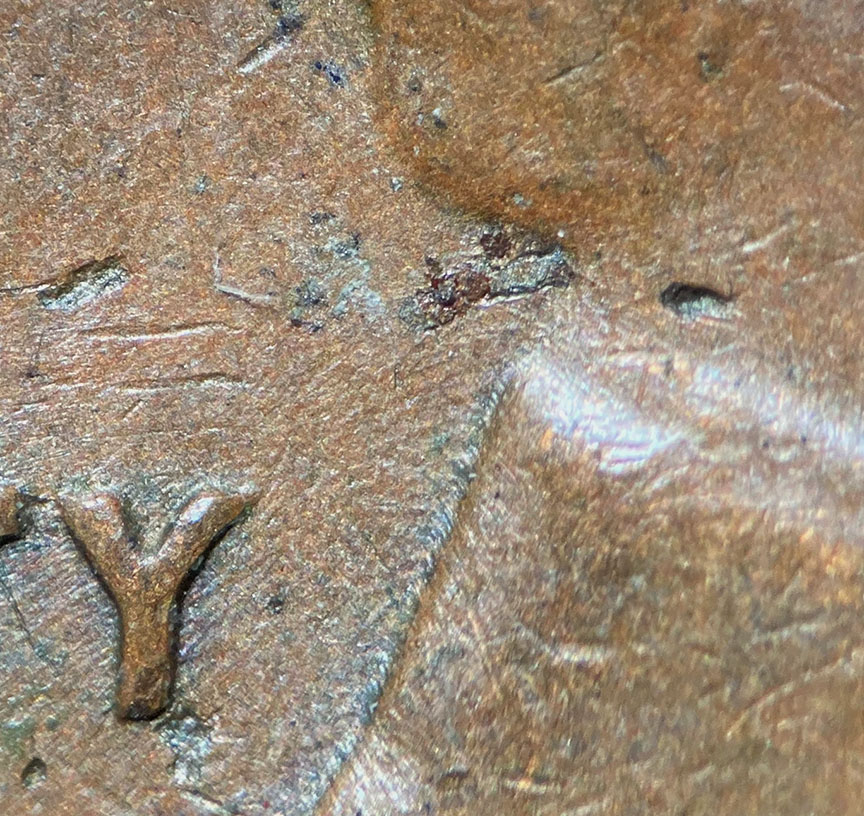1964-D-Lincoln-Memorial-Cent-Mint-Error---Struck-Through-Metal-Debris