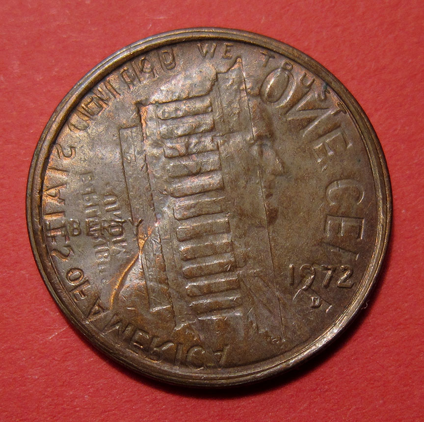 1972-D-Lincoln-Memorial-Cent-Damage---Johnny's-Got-A-Brand-New-Vise