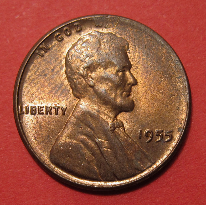 1955-Lincoln-Wheat-Cent-Mint-Error---Tapered-Planchet-2.78g