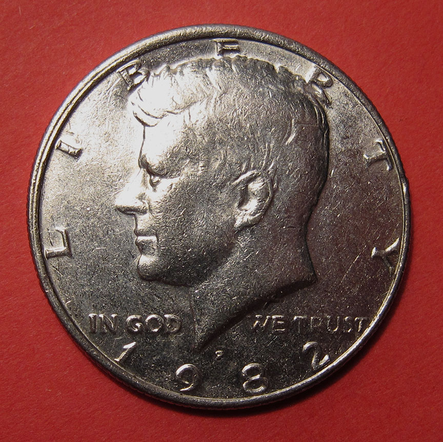 1982-P-Kennedy-Half-Dollar-Mint-Error---Bilateral-Split-Collar