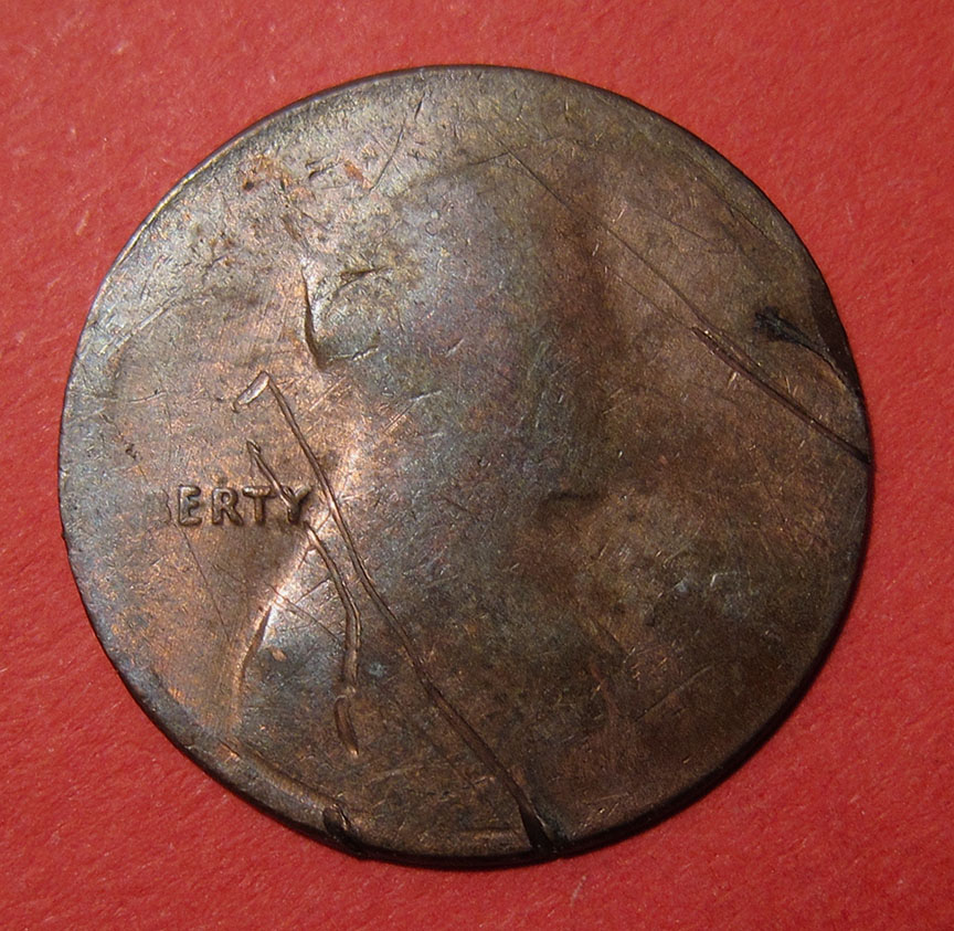 197x-Lincoln-Memorial-Cent-Mint-Error---Split-Planchet-Before-Strike-1.29g